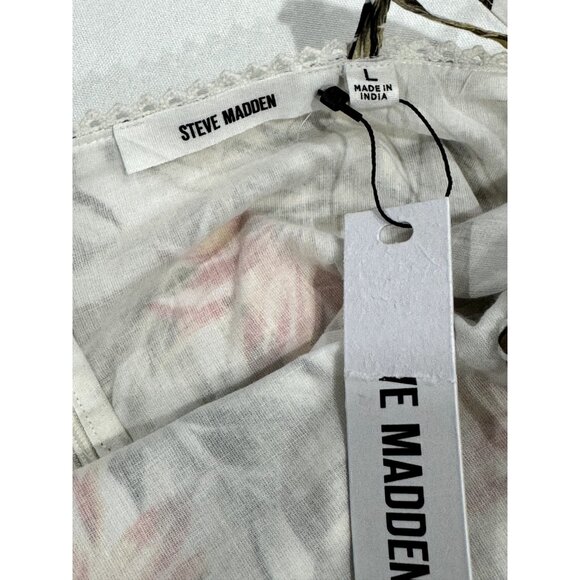 STEVE MADDEN Women White Floral Mini Dress LARGE - Picture 4 of 8